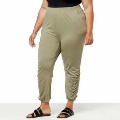 Buy ⌛ G By Giuliana LounGy CoolGirl Jersey Adjustable-Length Jogger Pant Dusty Olive 👍 -G by GIULIANA Sales Store unnamed file 1025
