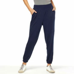 New 🎁 G By Giuliana Jet Set G Crinkled Knit Pull-On Jogger Navy 😉