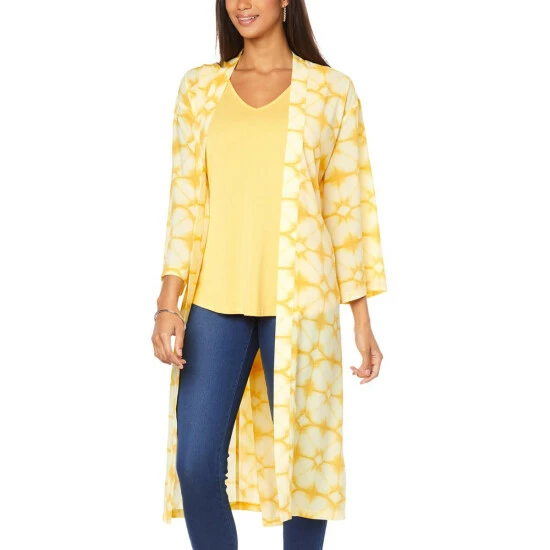 Best Sale 😀 G By Giuliana Printed Chiffon Topper With Belt Limoncello ✨ 4 Best Sale 😀 G By Giuliana Printed Chiffon Topper With Belt Limoncello ✨ - Image 2