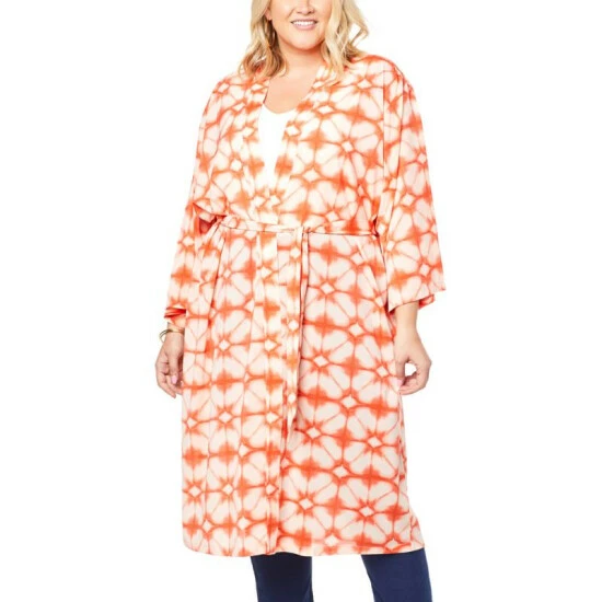 Best Sale 😀 G By Giuliana Printed Chiffon Topper With Belt Limoncello ✨ 6 Best Sale 😀 G By Giuliana Printed Chiffon Topper With Belt Limoncello ✨ - Image 4