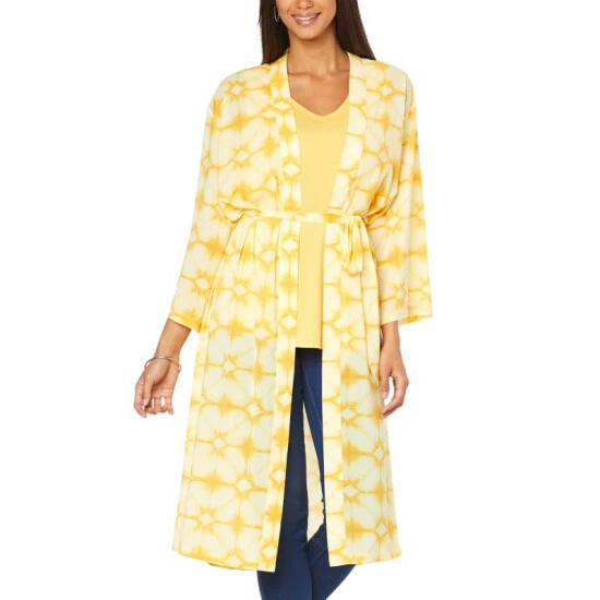 Best Sale 😀 G By Giuliana Printed Chiffon Topper With Belt Limoncello ✨ 8 Best Sale 😀 G By Giuliana Printed Chiffon Topper With Belt Limoncello ✨ - Image 6
