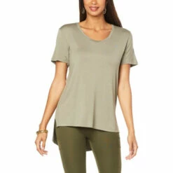 Budget 😀 G By Giuliana EcoLuxe Knit Hi-Low Hem Tee Dusty Olive 🧨 -G by GIULIANA Sales Store unnamed file 1089