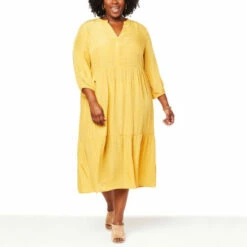 Top 10 ⭐ G By Giuliana Woven Silky Tiered Midi 👗 Dress Honey Gold 👍 -G by GIULIANA Sales Store unnamed file 1095