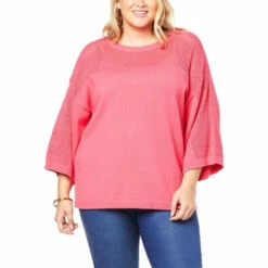 Top 10 😀 G By Giuliana Open Knit Crochet Sweater Pink Burst 🌟 -G by GIULIANA Sales Store unnamed file 1102