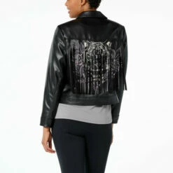 New 💯 G By Giuliana Black Label Faux Leather Graphic Fringe Jacket 😀 -G by GIULIANA Sales Store unnamed file 112