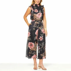 Best Pirce 🎁 G By Giuliana Mock Neck Knit Jumpsuit Black Floral ⭐ -G by GIULIANA Sales Store unnamed file 1128