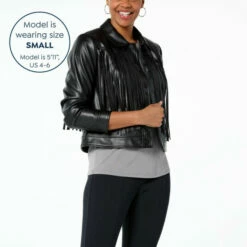 New 💯 G By Giuliana Black Label Faux Leather Graphic Fringe Jacket 😀 -G by GIULIANA Sales Store unnamed file 113