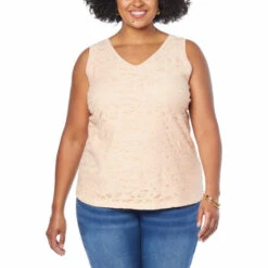 Cheap ⭐ G By Giuliana Lace Front Mixed Media Tank Rose Cloud 🥰 -G by GIULIANA Sales Store unnamed file 1133