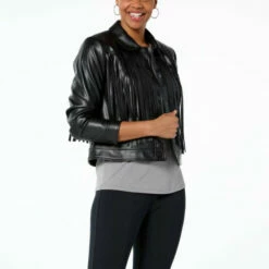 New 💯 G By Giuliana Black Label Faux Leather Graphic Fringe Jacket 😀 -G by GIULIANA Sales Store unnamed file 114