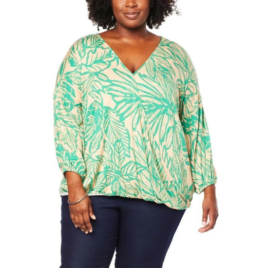 Best Pirce ❤️ G By Giuliana EcoLuxe Half-Tuck Wrap Top Black Tropical 😀 8 Best Pirce ❤️ G By Giuliana EcoLuxe Half-Tuck Wrap Top Black Tropical 😀 - Image 6
