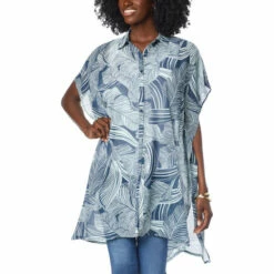 Wholesale 🎉 G By Giuliana Tie-Front Chiffon Tunic Magenta Palm ✔️