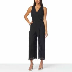 Flash Sale 💯 G By Giuliana Aria Pleated Mesh Knit Lined Jumpsuit Black 🧨 -G by GIULIANA Sales Store unnamed file 1161