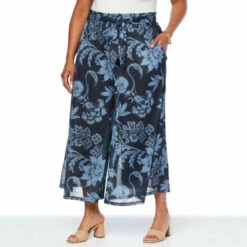 Best Sale ✔️ G By Giuliana Jet Set G Aria Print Mesh Knit Culotte Pant Rich Navy Floral 🤩 -G by GIULIANA Sales Store unnamed file 1165