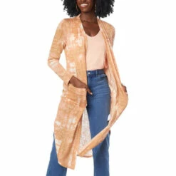 Best Sale 🔔 G By Giuliana Printed Slub Knit Duster Cardigan Tan Shibori 💯 -G by GIULIANA Sales Store unnamed file 1186