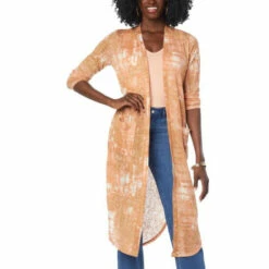 Best Sale 🔔 G By Giuliana Printed Slub Knit Duster Cardigan Tan Shibori 💯 -G by GIULIANA Sales Store unnamed file 1189