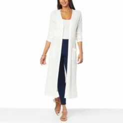 Best Pirce 👍 G By Giuliana Pointelle Knit Duster Cardigan Ivory 😉 -G by GIULIANA Sales Store unnamed file 1218