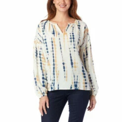 Hot Sale 😍 G By Giuliana Printed Chiffon Split-Neck Peasant Blouse Pink Butterfly 🔔 -G by GIULIANA Sales Store unnamed file 1258