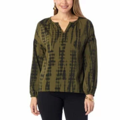 Hot Sale 😍 G By Giuliana Printed Chiffon Split-Neck Peasant Blouse Pink Butterfly 🔔 -G by GIULIANA Sales Store unnamed file 1259