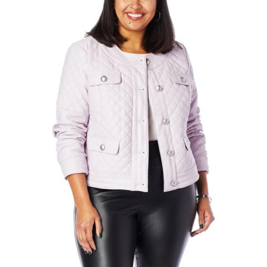 Discount ⭐ G By Giuliana Black Label Quilted Faux Leather Jacket Dusty Lavender ⌛ 8 Discount ⭐ G By Giuliana Black Label Quilted Faux Leather Jacket Dusty Lavender ⌛ - Image 6
