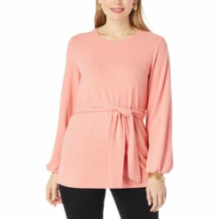 Best reviews of 👏 G By Giuliana Brushed Hacci Knit Tie-Front Tunic Pink Blossom ✨ -G by GIULIANA Sales Store unnamed file 1324