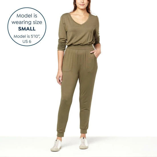Cheapest ๐ G By Giuliana SoSoft Knit Long-Sleeve Jogger Jumpsuit Olive Night ๐ 4 Cheapest ๐ G By Giuliana SoSoft Knit Long-Sleeve Jogger Jumpsuit Olive Night ๐ - Image 2