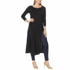 Brand new ๐ G By Giuliana Drama Knit Maxi-Length Tunic Top Black ๐