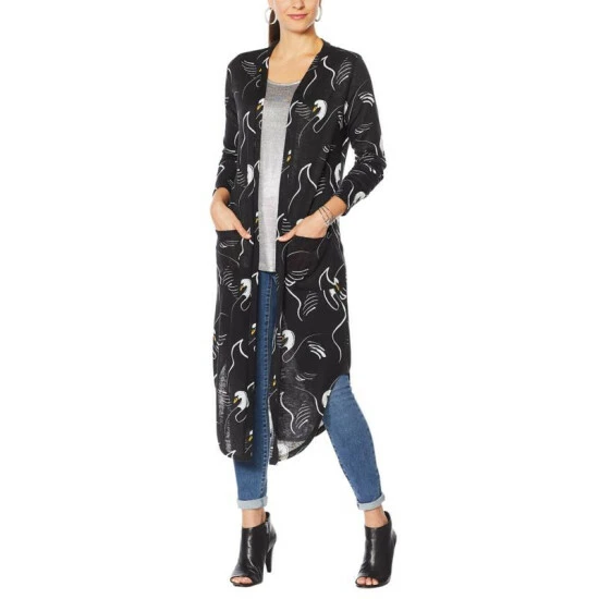 Budget 🔥 G By Giuliana Printed Slub Knit Duster Cardigan Green Floral 👍 8 Budget 🔥 G By Giuliana Printed Slub Knit Duster Cardigan Green Floral 👍 - Image 6