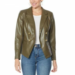Hot Sale 😉 G By Giuliana Faux Leather Blazer Dark Olive ✨