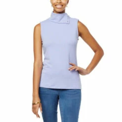 Best Sale ✔️ G By Giuliana Hacci Knit Convertible Turtleneck Tank Blue Violet ✔️ -G by GIULIANA Sales Store unnamed file 1511
