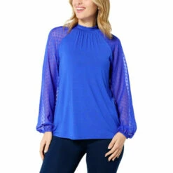 Coupon 😍 G By Giuliana Black Label Mock-Neck Mixed Media Top 🥰 -G by GIULIANA Sales Store unnamed file 153