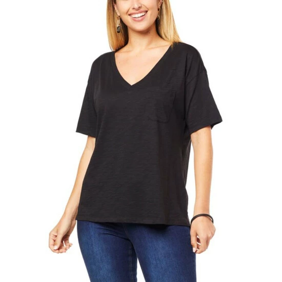 Promo 🛒 G By Giuliana Slub Knit Slouchy V-Neck Pocket Tee Ivory 🛒 10 Promo 🛒 G By Giuliana Slub Knit Slouchy V-Neck Pocket Tee Ivory 🛒 - Image 8
