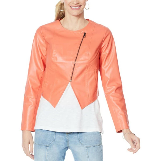 Budget 👏 G By Giuliana Lightweight Faux Leather Moto Jacket Misty Rose 🔥 5 Budget 👏 G By Giuliana Lightweight Faux Leather Moto Jacket Misty Rose 🔥 - Image 3