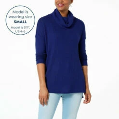 Best Pirce 🎁 G By Giuliana Cowl-Neck Waffle Knit Poncho Tunic Black ⭐ -G by GIULIANA Sales Store unnamed file 156