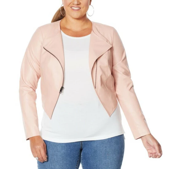 Budget 👏 G By Giuliana Lightweight Faux Leather Moto Jacket Misty Rose 🔥 15 Budget 👏 G By Giuliana Lightweight Faux Leather Moto Jacket Misty Rose 🔥 - Image 13