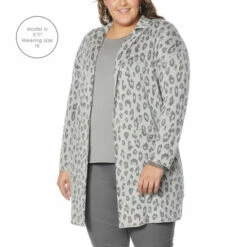 Hot Sale 🛒 G By Giuliana Jacquard Sweater Knit Duster Cardigan Gray Leopard 😍 -G by GIULIANA Sales Store unnamed file 1571