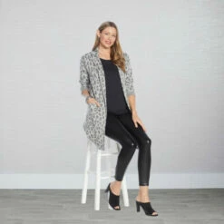 Hot Sale 🛒 G By Giuliana Jacquard Sweater Knit Duster Cardigan Gray Leopard 😍 -G by GIULIANA Sales Store unnamed file 1575