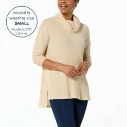 Best Pirce 🎁 G By Giuliana Cowl-Neck Waffle Knit Poncho Tunic Black ⭐ -G by GIULIANA Sales Store unnamed file 158