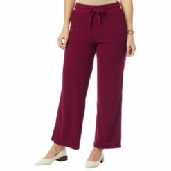Cheapest 🎁 G By Giuliana LounGy Plush Rib Knit Wide-Leg Pant Mulberry 🔔 -G by GIULIANA Sales Store unnamed file 1597