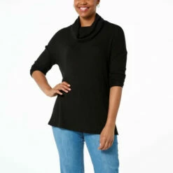 Best Pirce 🎁 G By Giuliana Cowl-Neck Waffle Knit Poncho Tunic Black ⭐ -G by GIULIANA Sales Store unnamed file 160