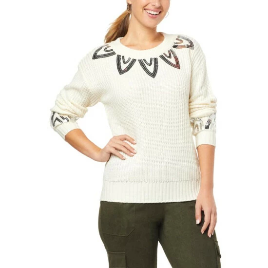 Cheapest 🥰 G By Giuliana Sequin Holiday Pullover Sweater Cream 👍 12 Cheapest 🥰 G By Giuliana Sequin Holiday Pullover Sweater Cream 👍 - Image 10