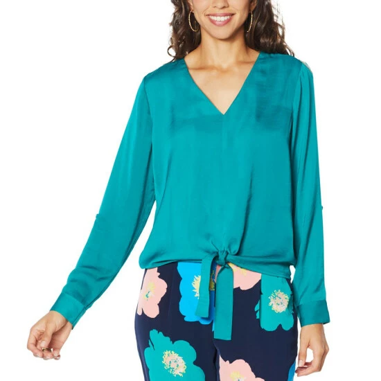 New 🤩 G By Giuliana 🔨 Hammered Satin Tie-Front Blouse Terracotta ⭐ 5 New 🤩 G By Giuliana 🔨 Hammered Satin Tie-Front Blouse Terracotta ⭐ - Image 3