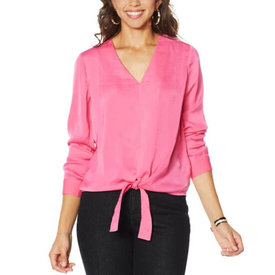 New 🤩 G By Giuliana 🔨 Hammered Satin Tie-Front Blouse Terracotta ⭐ 9 New 🤩 G By Giuliana 🔨 Hammered Satin Tie-Front Blouse Terracotta ⭐ - Image 7