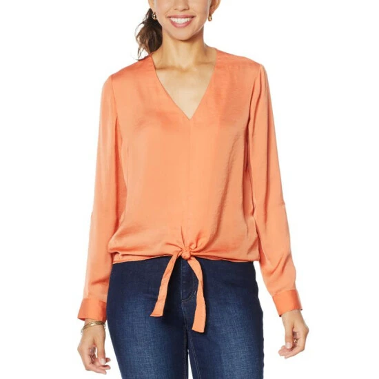 New 🤩 G By Giuliana 🔨 Hammered Satin Tie-Front Blouse Terracotta ⭐ 11 New 🤩 G By Giuliana 🔨 Hammered Satin Tie-Front Blouse Terracotta ⭐ - Image 9