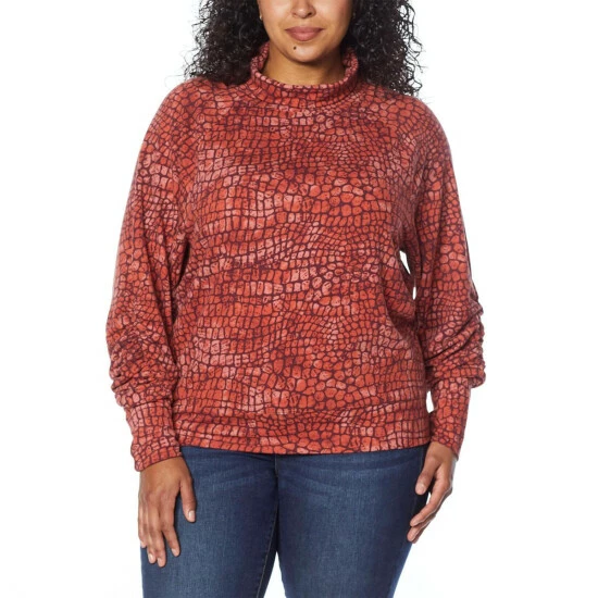Wholesale 😉 G By Giuliana Reptile-Print Mock Neck Long-Sleeve Top Burnt Rust Reptile ✔️ 7 Wholesale 😉 G By Giuliana Reptile-Print Mock Neck Long-Sleeve Top Burnt Rust Reptile ✔️ - Image 5