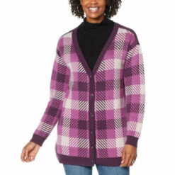 Flash Sale 🌟 G By Giuliana Plaid Boyfriend Cardigan Purple 🎉 -G by GIULIANA Sales Store unnamed file 1741