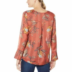 New 🧨 G By Giuliana Unique Button-Front Blouse Rust Floral Print 🛒 -G by GIULIANA Sales Store unnamed file 1786