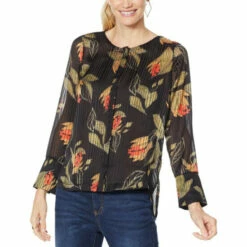 New 🧨 G By Giuliana Unique Button-Front Blouse Rust Floral Print 🛒 -G by GIULIANA Sales Store unnamed file 1787
