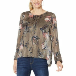 New 🧨 G By Giuliana Unique Button-Front Blouse Rust Floral Print 🛒 -G by GIULIANA Sales Store unnamed file 1788