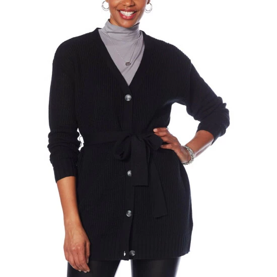 Best Pirce 🥰 G By Giuliana Sweater Knit Button-Front Cardigan Black 😍 6 Best Pirce 🥰 G By Giuliana Sweater Knit Button-Front Cardigan Black 😍 - Image 4
