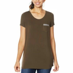 Promo 🔔 G By Giuliana Beaded Pocket Tee Dark Olive 🌟 -G by GIULIANA Sales Store unnamed file 1857